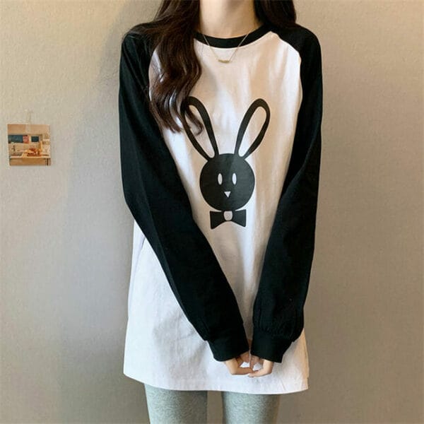 Lovely Girls 2 Colors Rabbit Printings Loosen Cotton T-shirt 4