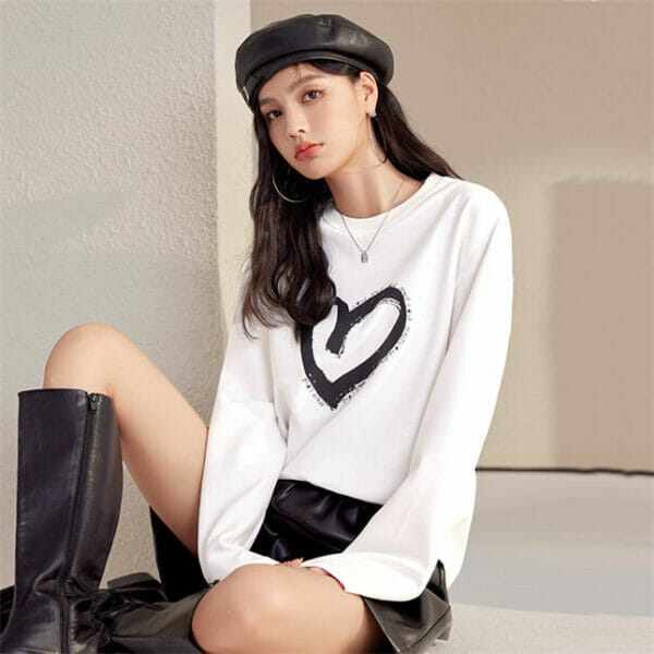 Lovely Heart Printings Loosen Cotton T-shirts 5