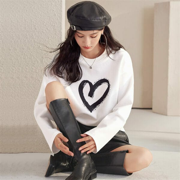 Lovely Heart Printings Loosen Cotton T-shirts 3