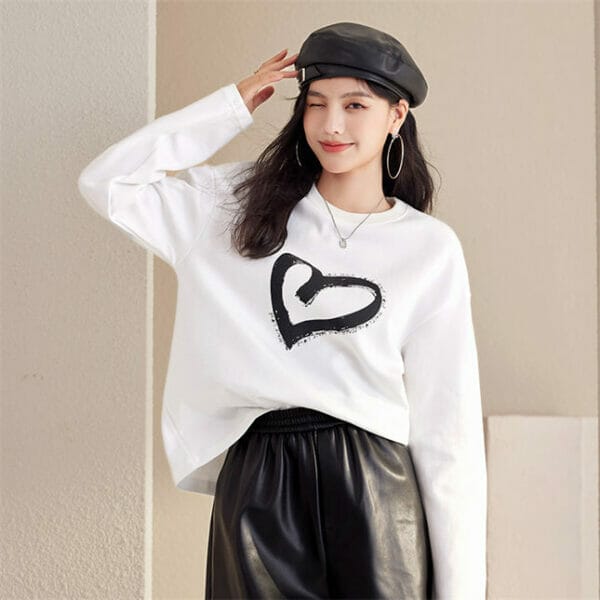 Lovely Heart Printings Loosen Cotton T-shirts 2