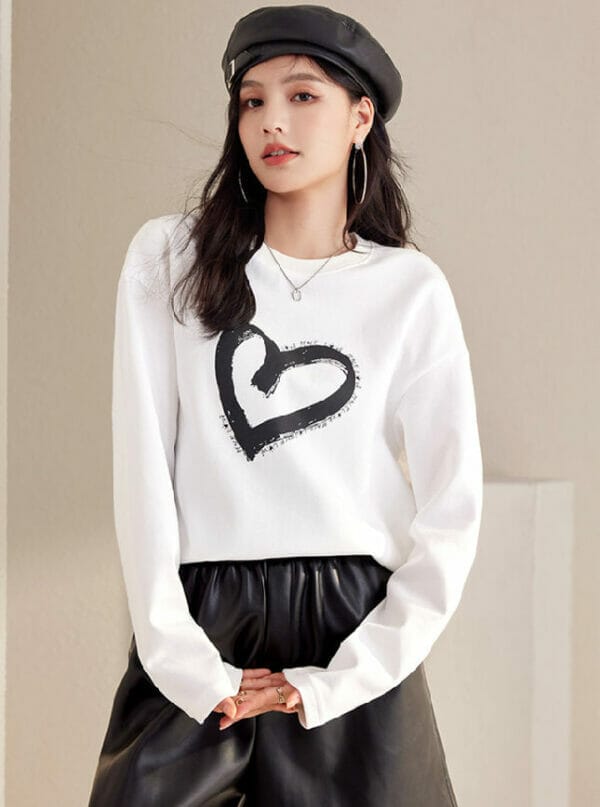 Lovely Heart Printings Loosen Cotton T-shirts 1