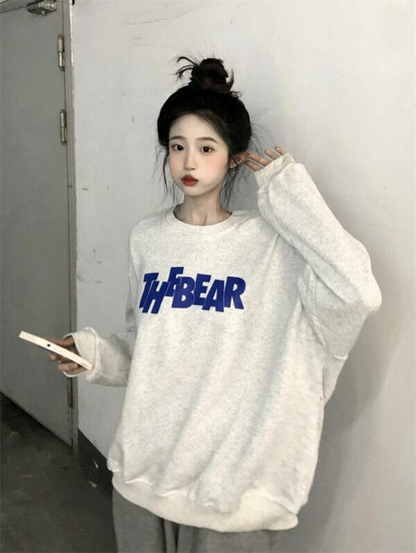 Lovely Korea 2 Colors Bear Printings Loosen Cotton T-shirt 2