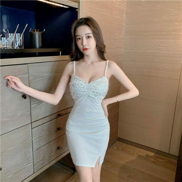 Lovely Sexy 4 Colors Sequins Pleated Straps Dress 5