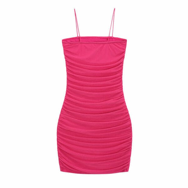 Lovely Sexy Pleated Cotton Straps Bodycon Dress 6