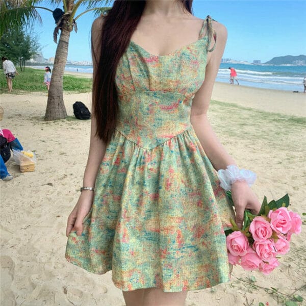 Lovely Sexy Tie Straps Flowers Fluffy A-line Dress 4