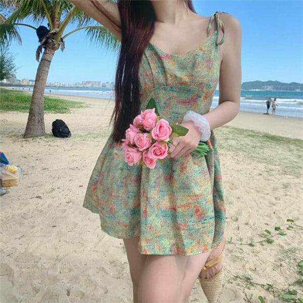 Lovely Sexy Tie Straps Flowers Fluffy A-line Dress 3