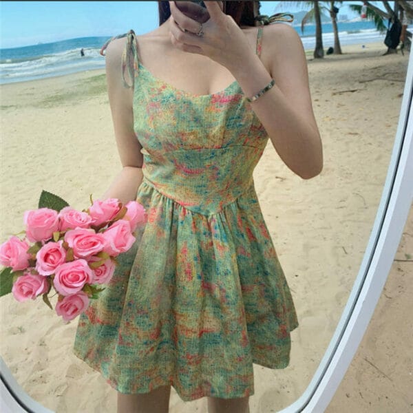 Lovely Sexy Tie Straps Flowers Fluffy A-line Dress 2