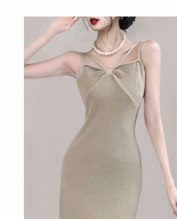 Modern Lady 3 Colors Flouncing Knitting Tops with Straps Dress 6