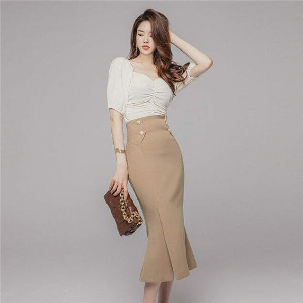 Modern Lady Boat Neck Knitting Tops with Fishtail Skirt 4