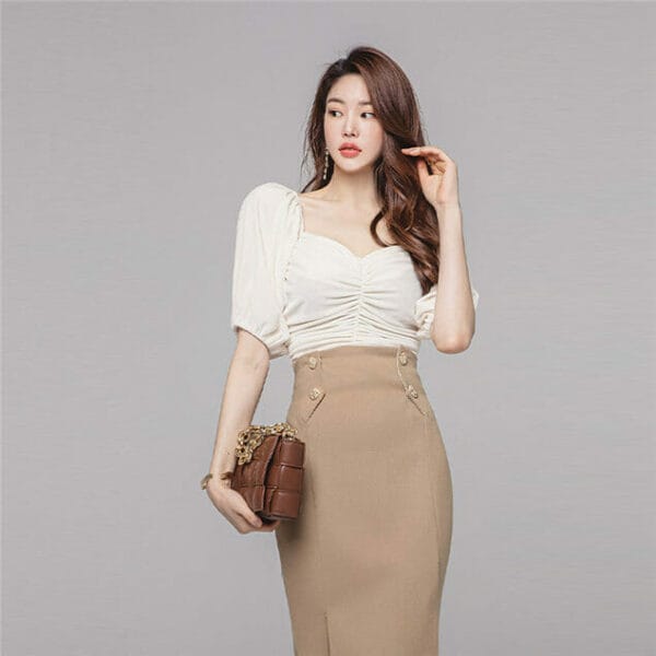 Modern Lady Boat Neck Knitting Tops with Fishtail Skirt 2