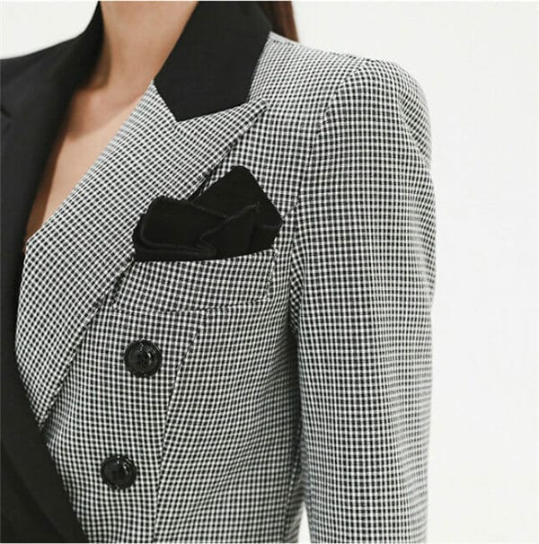 Modern Lady Color Block Mini Plaids Slim Long Suits 6