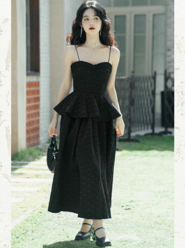 Modern Lady Flouncing Camisole with Jacquard Long Skirt 1