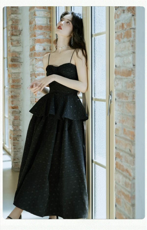 Modern Lady Flouncing Camisole with Jacquard Long Skirt 2