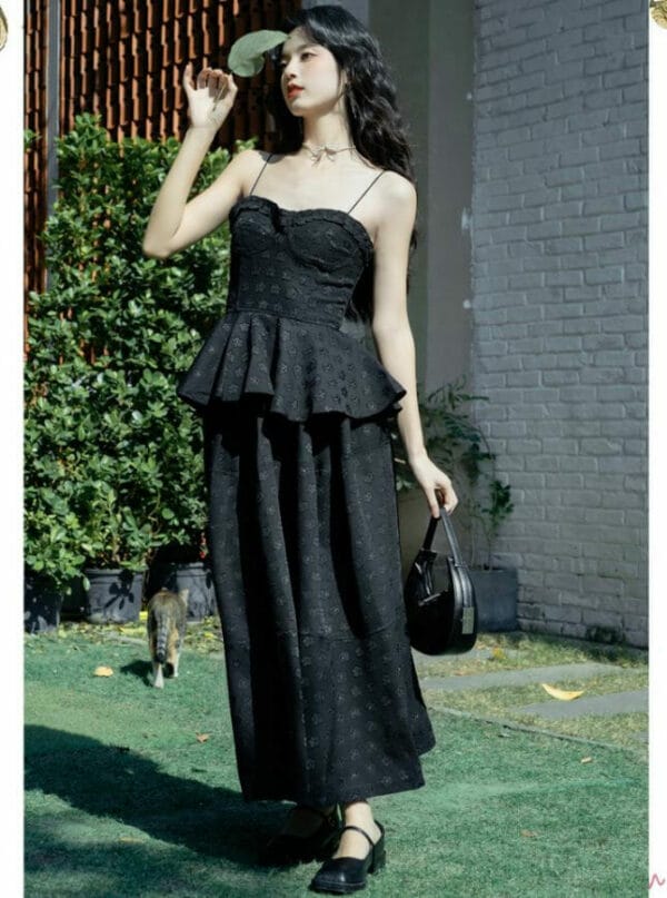 Modern Lady Flouncing Camisole with Jacquard Long Skirt 4