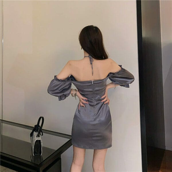 Modern Lady Puff Sleeve Pleated Bodycon Dress 5