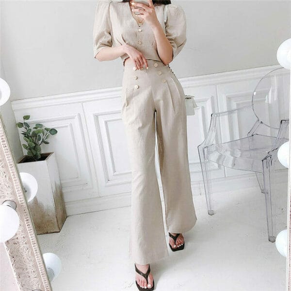 Modern Lady Single-breasted V-neck High Waist Long Suits 2