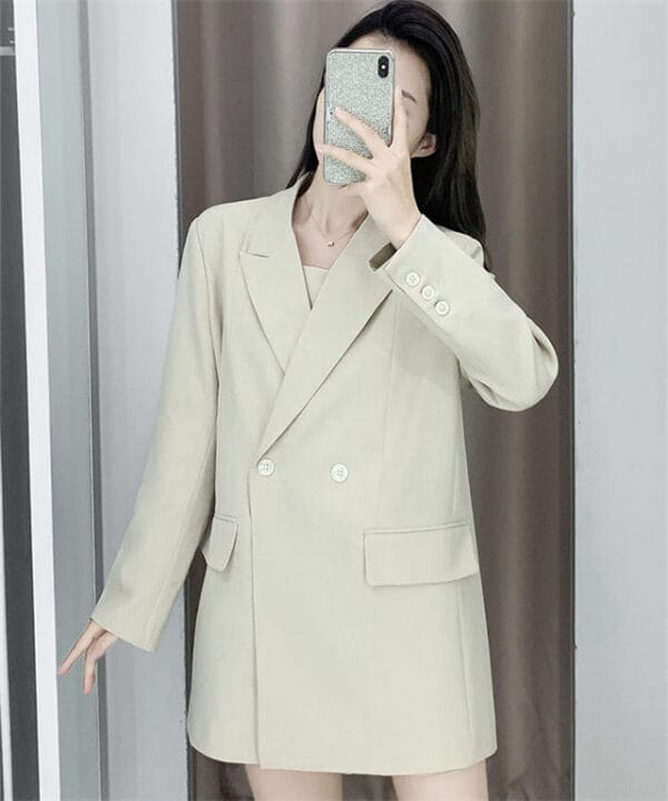 Modern Lady Tailored Collar Jacket with Straps Slim Dress 6