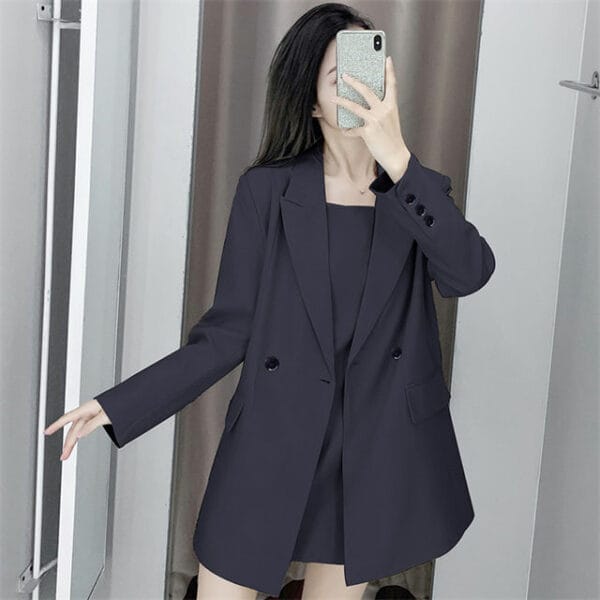 Modern Lady Tailored Collar Jacket with Straps Slim Dress 5