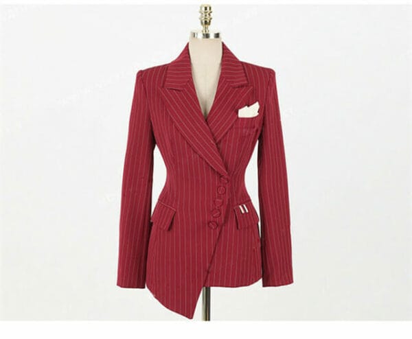 Modern Lady Tailored Collar Stripes Slim Leisure Suits 5