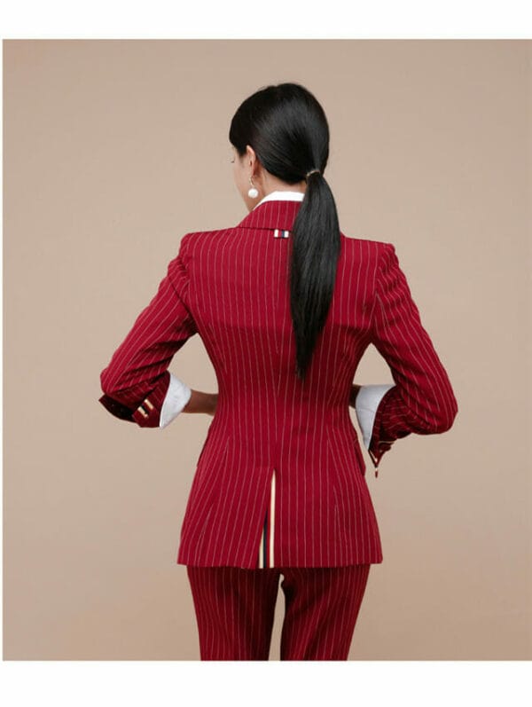 Modern Lady Tailored Collar Stripes Slim Leisure Suits 4
