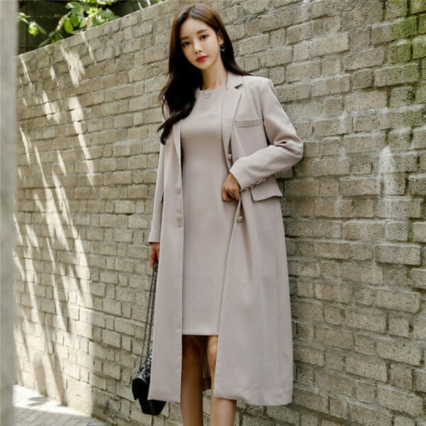 Modern Lady Tank Dress with Tailored Collar Long Coat 4