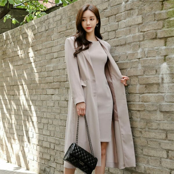 Modern Lady Tank Dress with Tailored Collar Long Coat 2