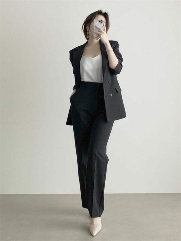 Modern New Tailored Collar High Waist Slim Long Suits 6