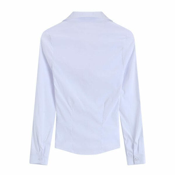 Modern OL Buttons Open Shirt Collar Skinny Long Sleeve Blouse 6