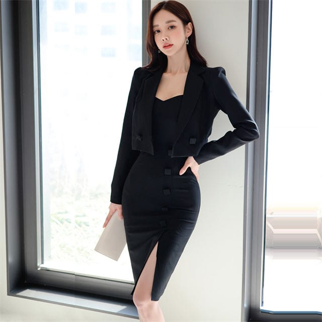 Sexy Knitted Bodycon Maxi Dress Set For Women Deep V Neck, Long Sleeve Plus  Size Jackets And Half Skirt Perfect For Summer And Autumn From Amiery,  $10.06 | DHgate.Com