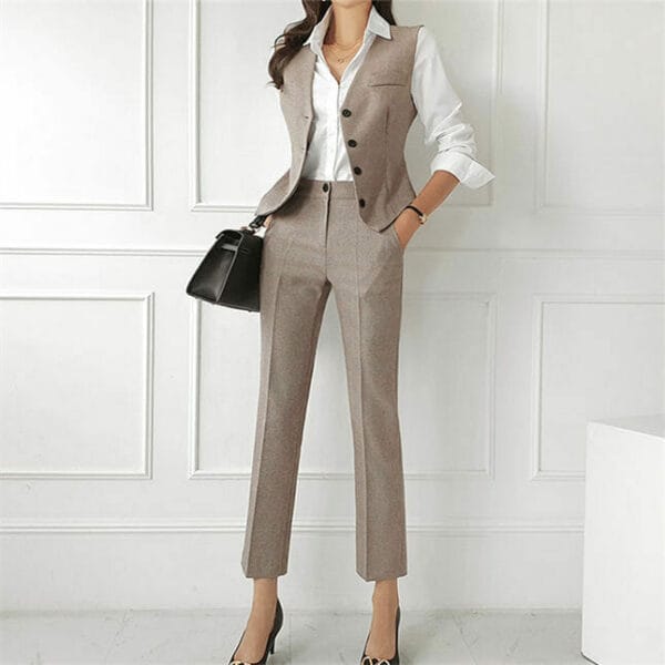 Modern OL Tailored Collar Slim Three Pieces Long Suits 5