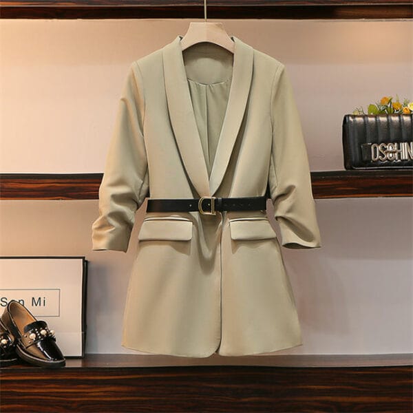 Modern Plus Size Long Jacket with Pleated Gauze Skirt 3