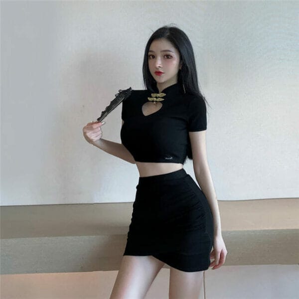 Modern Sexy 2 Colors Bare-midriff Short Two Pieces Dress 4