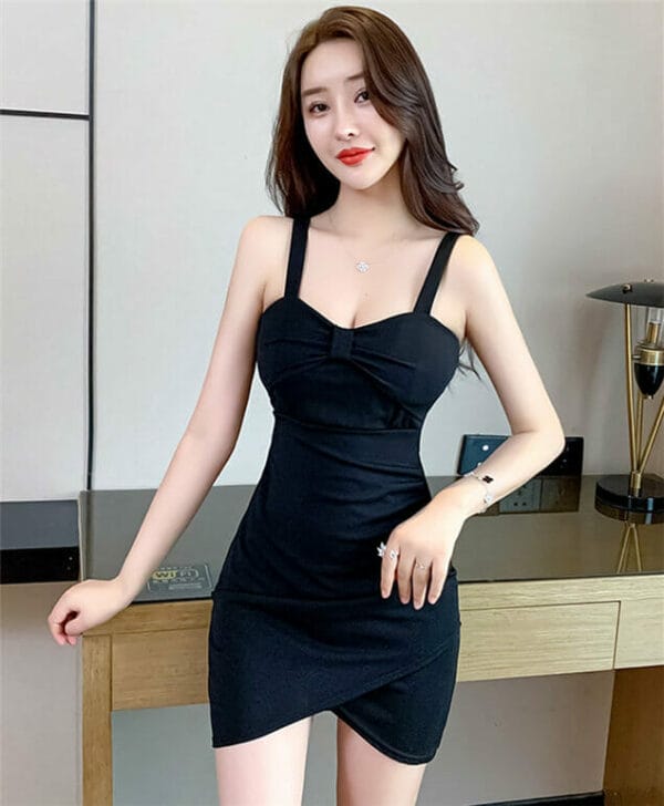 Modern Sexy 2 Colors Low Bust Straps Slim Dress 4