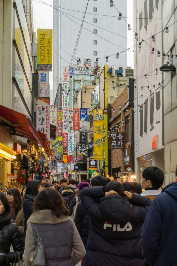 Locals in Myeongdong in December