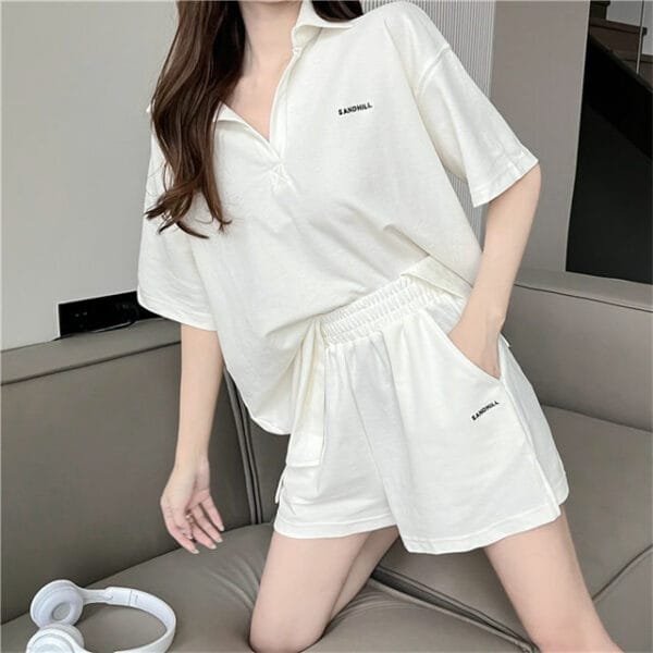 Preppy Fashion 2 Colors Loosen Blouse with Elastic Waist Shorts 5
