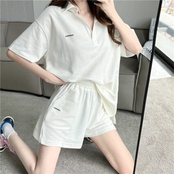 Preppy Fashion 2 Colors Loosen Blouse with Elastic Waist Shorts 4
