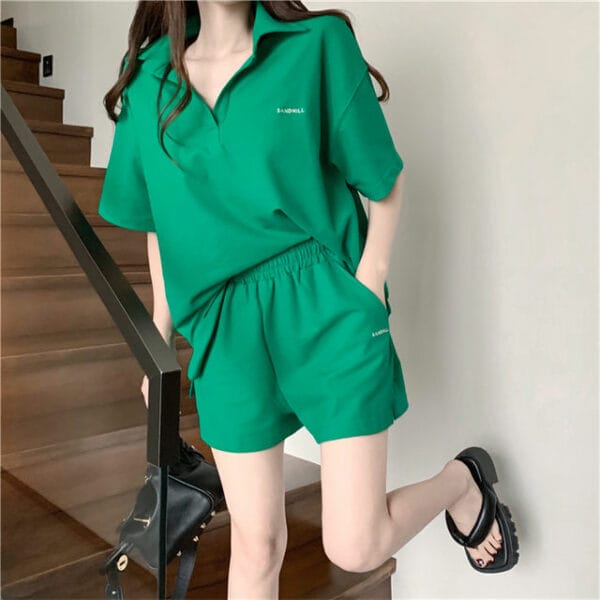 Preppy Fashion 2 Colors Loosen Blouse with Elastic Waist Shorts 2
