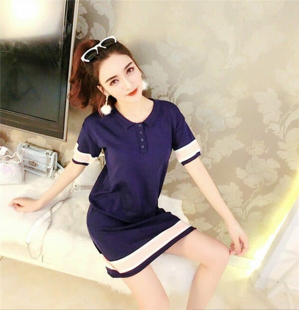 Preppy Fashion 2 Colors Shirt Collar Knitting Dress 6