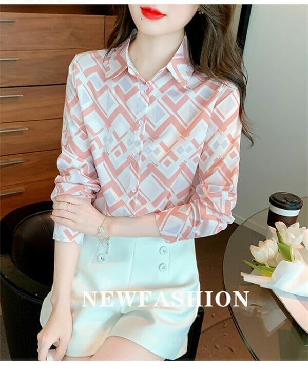 Preppy Fashion Shirt Collar Plaids Long Sleeve Loosen Blouse 3