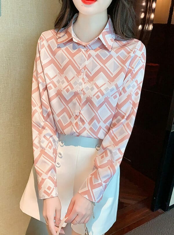 Preppy Fashion Shirt Collar Plaids Long Sleeve Loosen Blouse 1