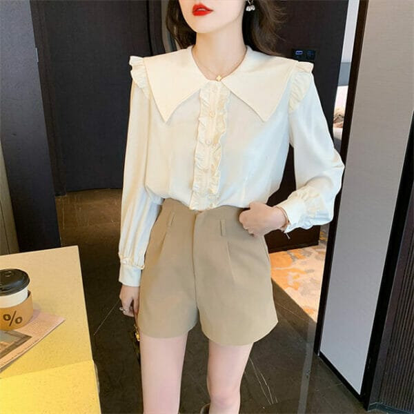 Preppy Girls 2 Colors Flouncing Doll Collar Long Sleeve Blouse 4