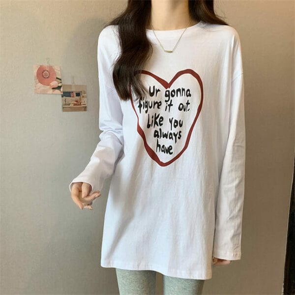 Preppy New Letters Heart Printings Oversize Cotton T-shirt 3