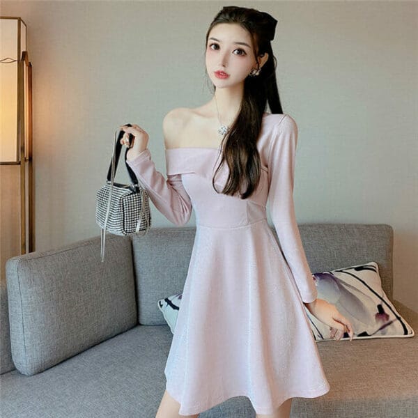 Pretty Fashion 2 Colors Off Shoulder A-line Dress 2