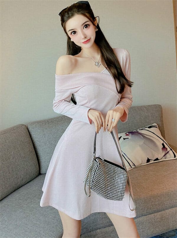 Pretty Fashion 2 Colors Off Shoulder A-line Dress 1