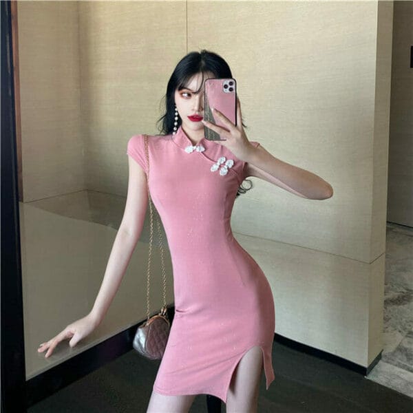 Pretty Fashion Stand Collar Cheongsam Skinny Tank Dress 2