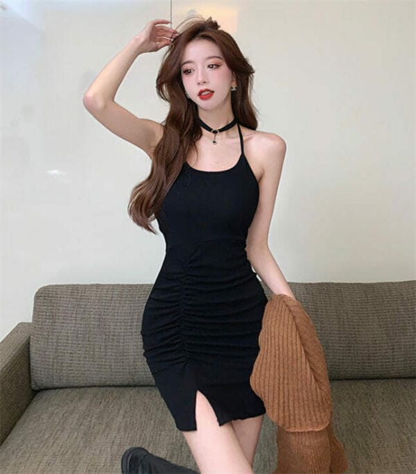 Pretty Korea 2 Colors Flouncing Sweater with Pleated Straps Dress 6
