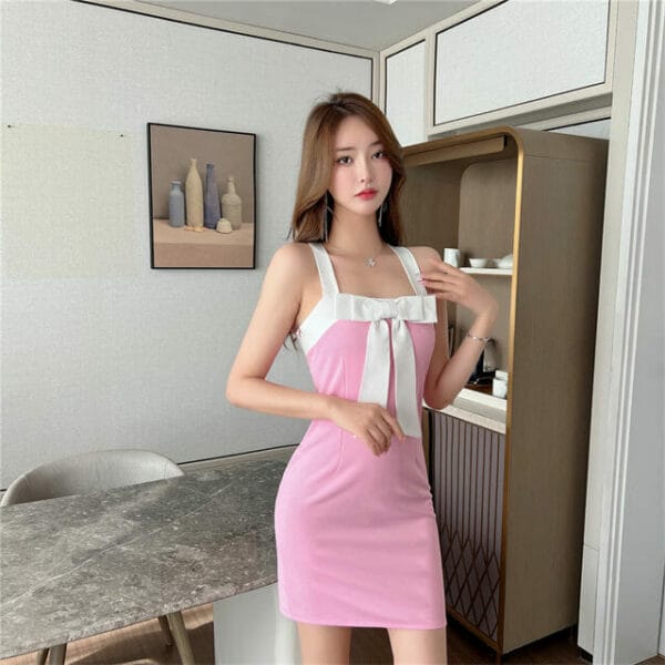 Pretty Korea 3 Colors Bowknot Straps Skinny Dress 2