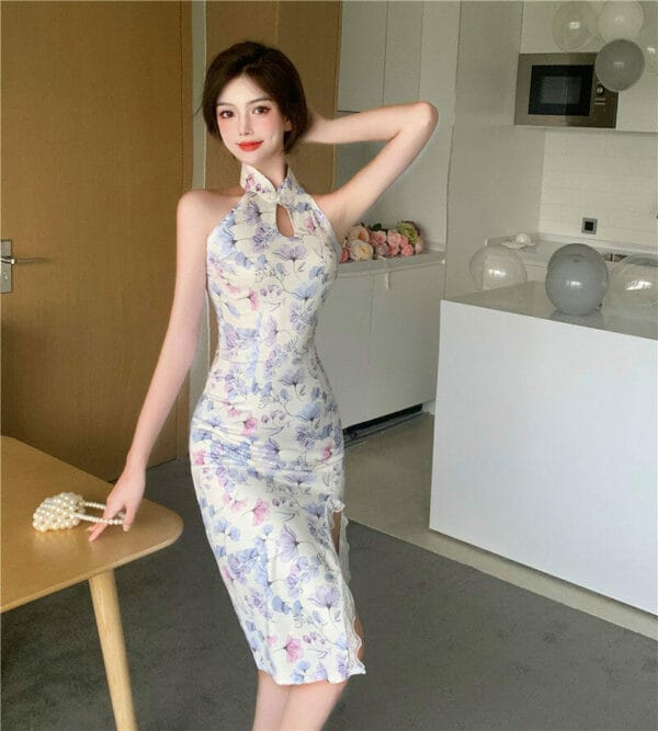 Pretty Korea Lace Split Flowers Off Shoulder Bodycon Dress 4