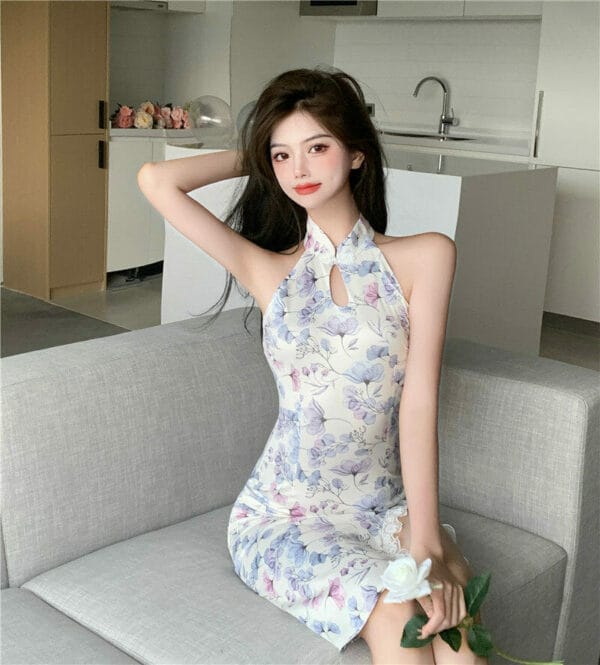 Pretty Korea Lace Split Flowers Off Shoulder Bodycon Dress 2