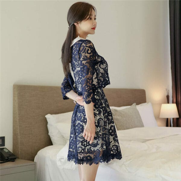 Pretty Lady Doll Collar Lace Blouse with Straps A-line Dress 5